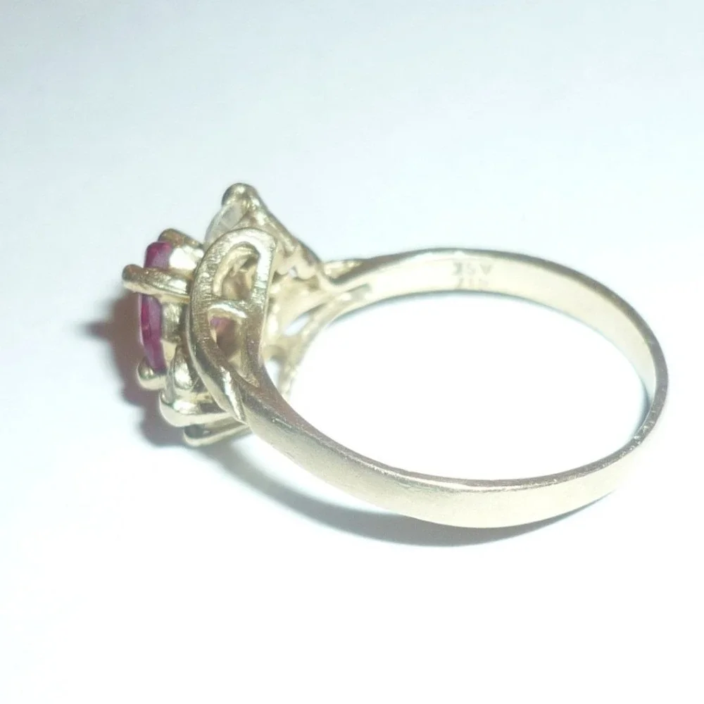 10K Yellow Gold Heart Ruby Diamond Accent Bypass Ring 417 ASK 2.12g Size 7